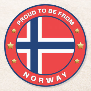 Proud To Be From Norway Round Paper Coaster
