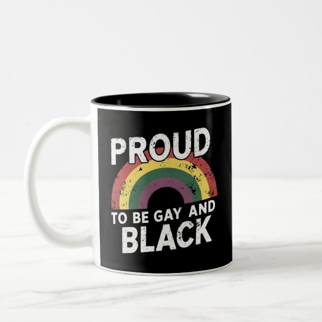 Proud To Be Gay And Black Pride Month 2025 Two-Tone Coffee Mug (Left)