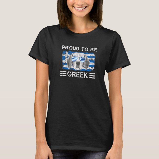 Proud to be Greek Flag Dog Lover Greece Roots Prem T-Shirt (Front)
