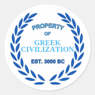 Proud to be Greek -Property of Greek Civilisation Classic Round Sticker