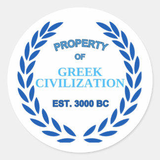 Proud to be Greek -Property of Greek Civilisation Classic Round Sticker