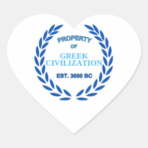 Proud to be Greek -Property of Greek Civilization Heart Sticker
