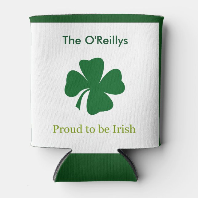 Proud to be Irish Shamrock Can Cooler (Front)