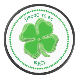 "Proud to be Irish" St Patrick’s Day Shamrocks Hockey Puck