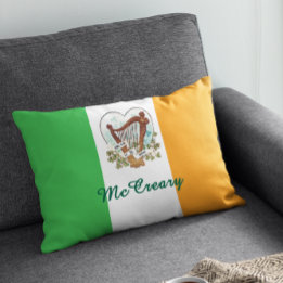 Proud To Be Irish Vintage Harp and Shamrock Custom Decorative Cushion