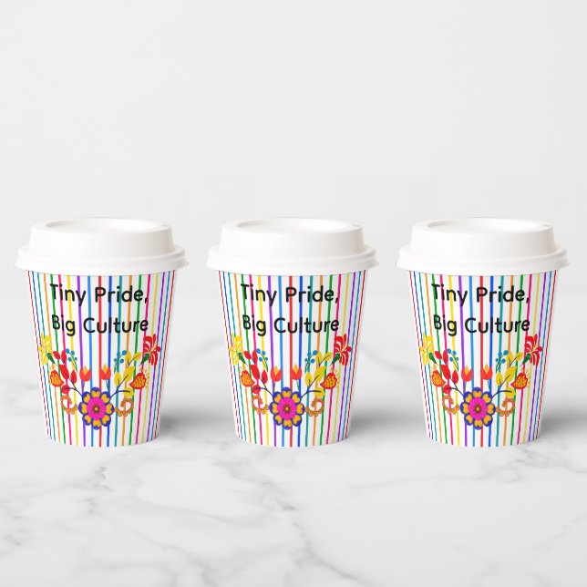 Proud to Be Latino Baby shower | Floral & stripe Paper Cups (Multi)