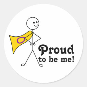 Proud to Be Me Intersex Pride flag super hero Classic Round Sticker