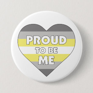 Proud to Be Me LGBTQ+ Demigender Pride Flag Heart 7.5 Cm Round Badge