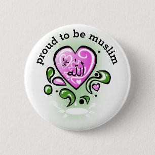 proud to be muslim 6 cm round badge