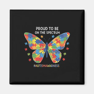 Proud To Be On The Spectrum Autism Puzzle Butterfl Magnet