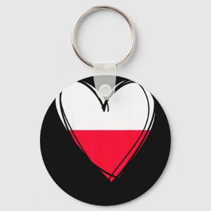 Proud to be polish love warsaw poland flag heart key ring