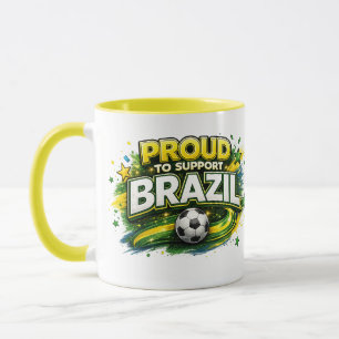 PROUD TO SUPP BRAZIL Soccer Fan Mug Brazilian