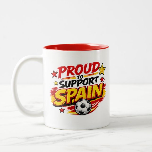 PROUD TO SUPPORT SPAIN Mug | Patriotic Spain Foot (Left)