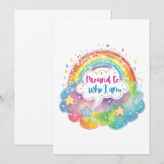 Proud to Who I Am Rainbow Art Self Love Pride Gift Invitation