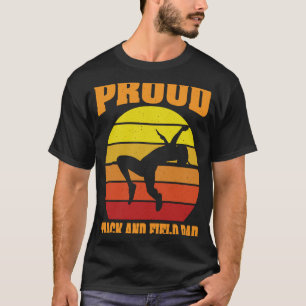 Proud Track And Field Dad Vintage Retro Sunset Dau T-Shirt