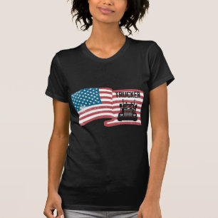 Proud Trucker American Flag 4th Of July USA Truck T-Shirt