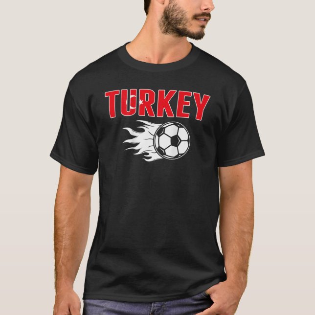 Proud Turkey Soccer Fans Jersey Turkish Flag Footb T-Shirt (Front)