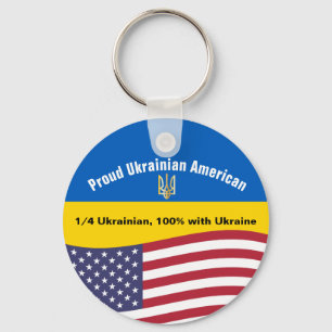 Proud Ukrainian American Stand with Ukraine Key Ring