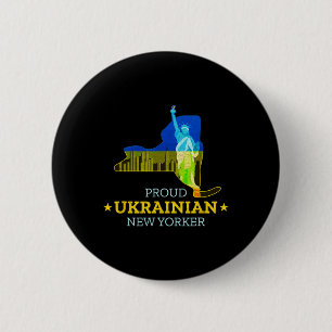 Proud Ukrainian New Yorker - New York Map And Ukra 6 Cm Round Badge