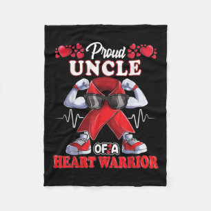 Proud Uncle Of A Heart Warrior Chd Awareness Red R Fleece Blanket