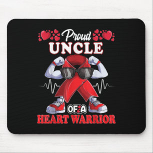 Proud Uncle Of A Heart Warrior Chd Awareness Red R Mouse Pad