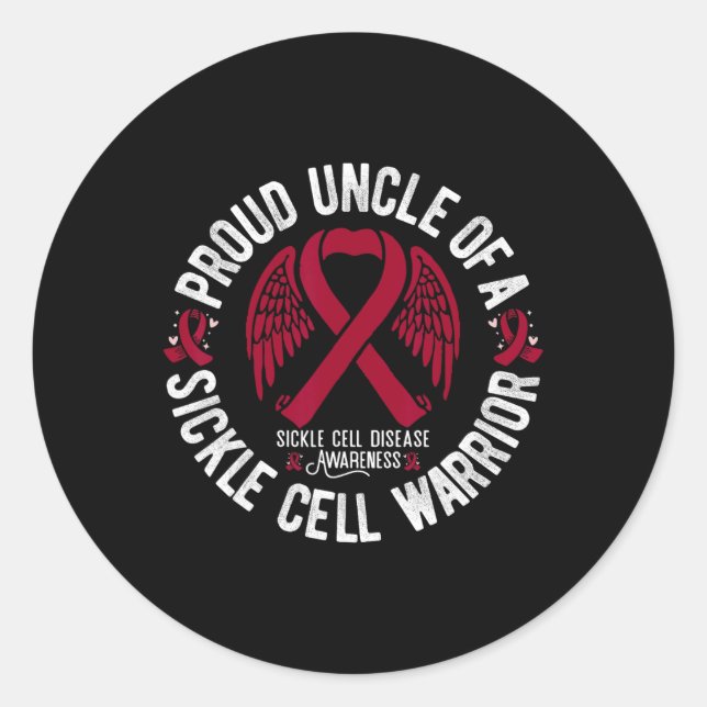 Proud Uncle Of A Sickle Cell Warrior Scd Awareness Classic Round Sticker (Front)