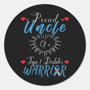 Proud Uncle Of A Type 1 Diabetes Warrior Awareness Classic Round Sticker