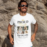 Proud Uncle of the Graduate T-Shirt<br><div class="desc">Graduation ceremony t-shirt featuring a graduates mortarboard,  5 photos of your niece or nephew,  the saying "proud uncle of the graduate",  their name,  place of study,  and class year.</div>