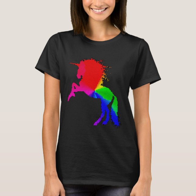 Proud Unicorn of Colourful Stain Glass Design, ZKO T-Shirt (Front)