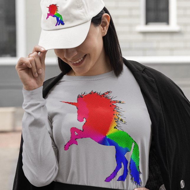 Proud Unicorn of Colourful Stain Glass Design, ZKO T-Shirt (Proud Unicorn of Colorful Stain Glass Design, ZKOA T-Shirt)