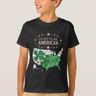 Proud Us Clover Map - Lucky To Be American  T-Shirt