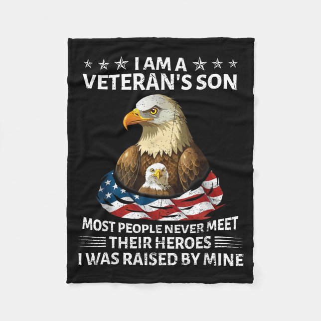 Proud US Veteran Son I was Raised Fleece Blanket (Front)