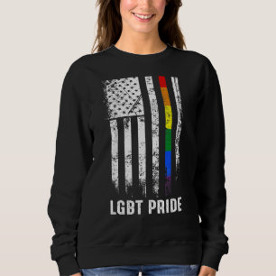 Proud Usa American Flag Rainbow Gay Lgbtq Lgbt Pri Sweatshirt