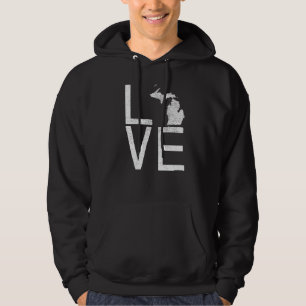 Proud Usa Fan State Michigan Love Map Michigan Hoodie