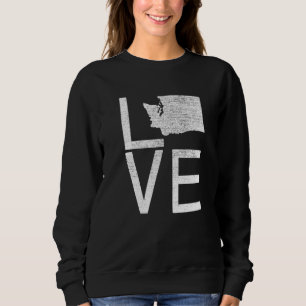 Proud Usa Fan State Washington Love Map Washingto Sweatshirt