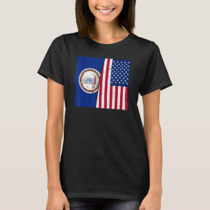 Proud Usa Home Country Patriotic Home State Flag V T-Shirt