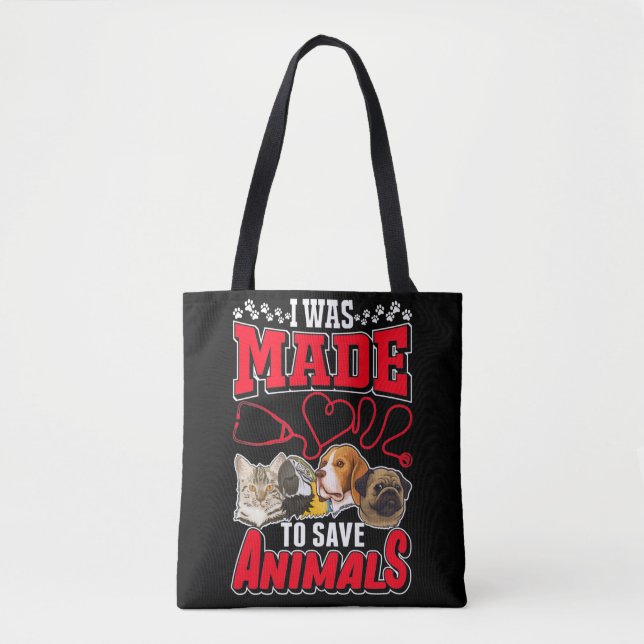 Proud Vet Tech Love Animals Veterinarian Tote Bag (Front)