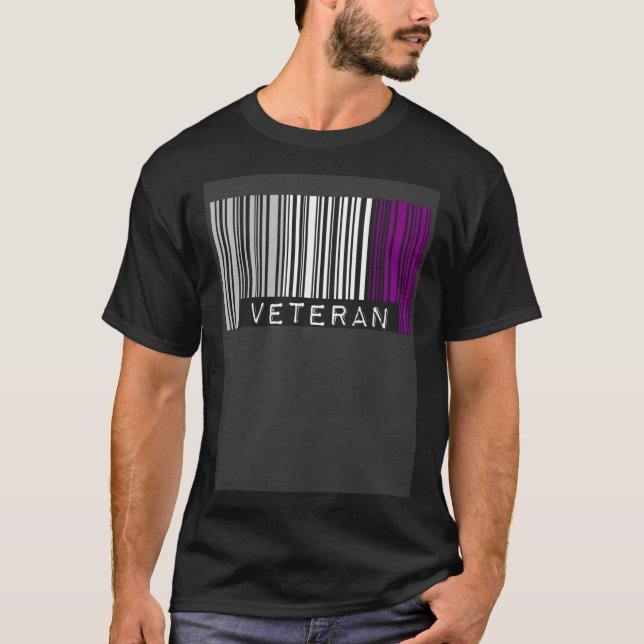 Proud Veteran Asexual Pride Flag Barcode Veterans  T-Shirt (Front)