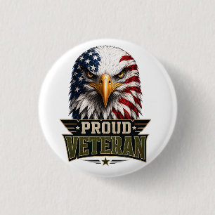 Proud Veteran Eagle – Memorial Day American Flag 3 Cm Round Badge