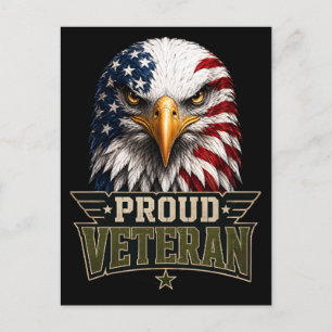 Proud Veteran Eagle – Memorial Day American Flag Postcard