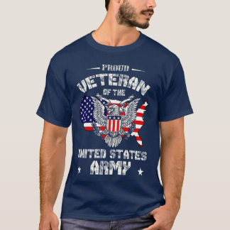 Proud Veteran ofhe US Army USA Flag Soldier Vetera T-Shirt