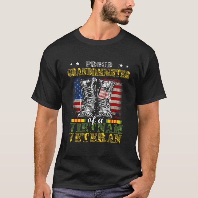 Proud Vietnam Veteran Granddaughter Gifts Raised B T-Shirt (Front)