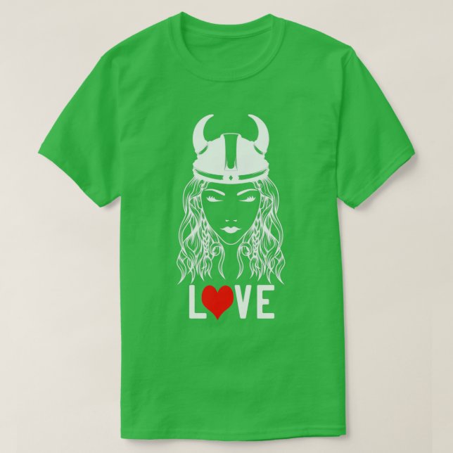 Proud Viking Woman With Helmet And Love 1 T-Shirt (Design Front)