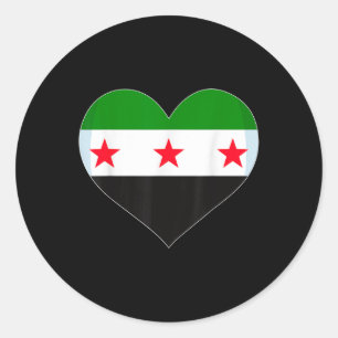 Proud Vintage Syrian Flag Free Syria Heart Love Ma Classic Round Sticker