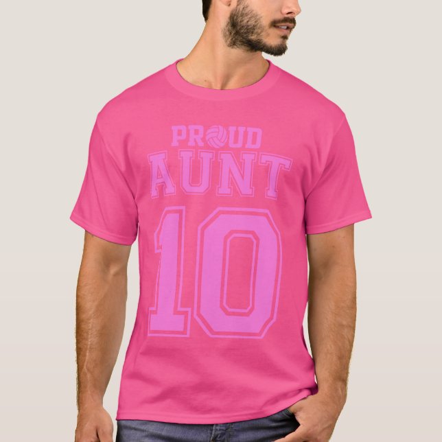 Proud Volleyball Aunt Number 10 P T-Shirt (Front)