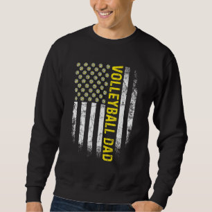 Proud Volleyball Dad Retro USA Flag Sports Best Da Sweatshirt