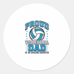 Proud Volleyball Dad Vintage Sports Shirt Design_1 Classic Round Sticker