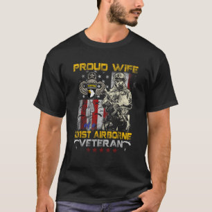 Proud Wife 101st Airborne Division Veteran Flag Vi T-Shirt