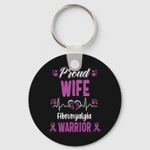 Proud Wife Fibromyalgia Warrior Awareness Ribbon P Key Ring