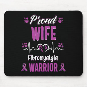 Proud Wife Fibromyalgia Warrior Awareness Ribbon P Mouse Pad